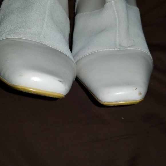 Cream Leather & Suede Platform Booties Sz. 8 - Picture 5 of 8